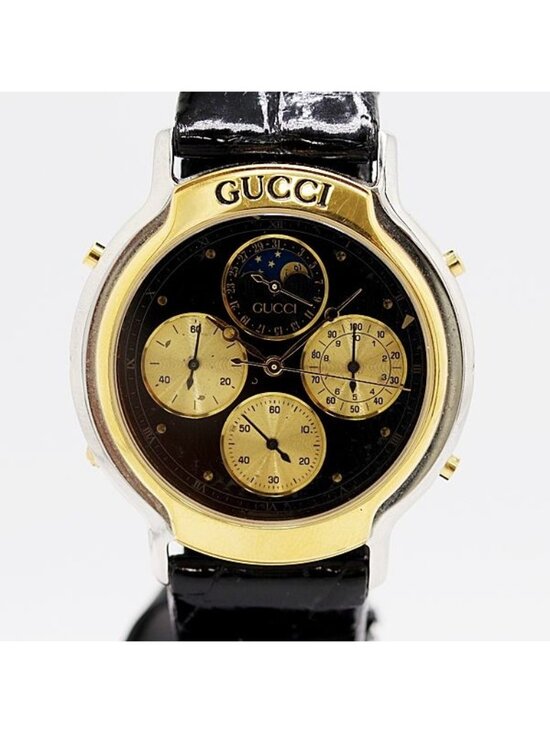 Gucci and Chronograph Moon Phase Quartz Black Dial Watch